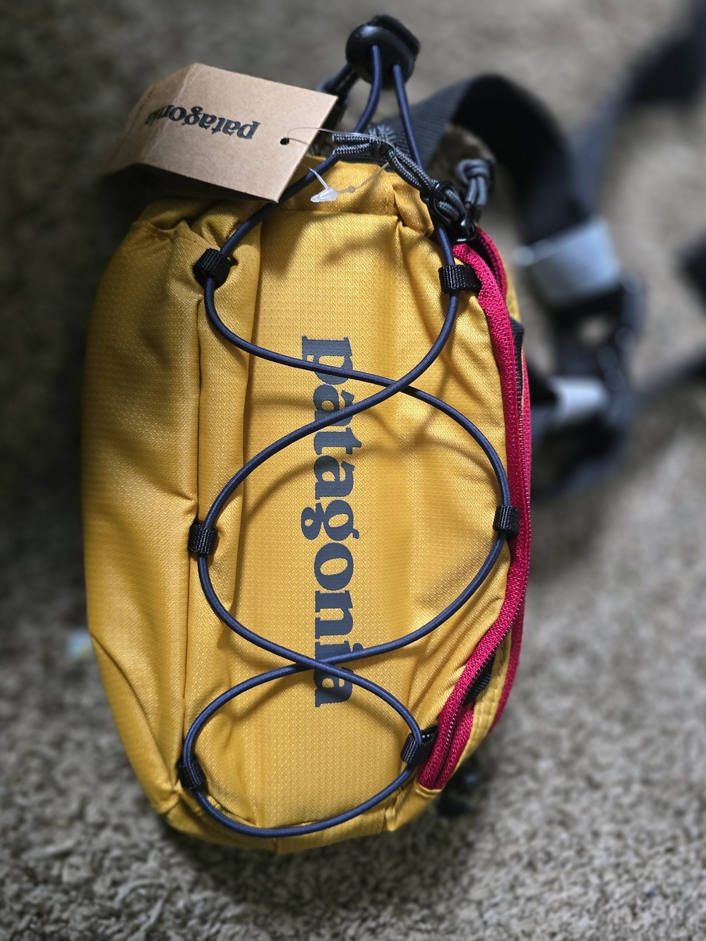 Patagonia Yellow Crossbody Sling with Pink Zip Accent
